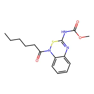 Methyl (1-hexanoyl-1H-2,1,4-benzothiadiazin-3-yl)carbamate structure