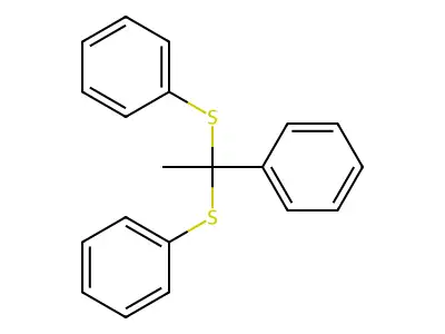 Benzene, 1,1'-[(1-phenylethylidene)bis(thio)]bis- structure