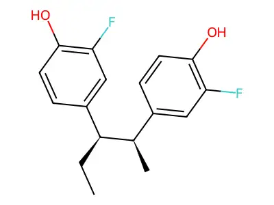 2-Fluoro-4-[3-(3-fluoro-4-hydroxyphenyl)pentan-2-yl]phenol structure