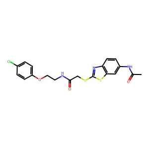 2-[(6-acetamido-1,3-benzothiazol-2-yl)sulfanyl]-N-[2-(4-chlorophenoxy)ethyl]acetamide structure