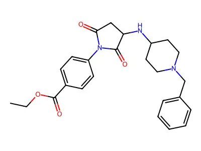 Ethyl 4-(3-((1-benzylpiperidin-4-yl)amino)-2,5-dioxopyrrolidin-1-yl)benzoate structure