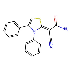 (2Z)-2-cyano-2-(3,4-diphenyl-1,3-thiazol-2-ylidene)acetamide structure