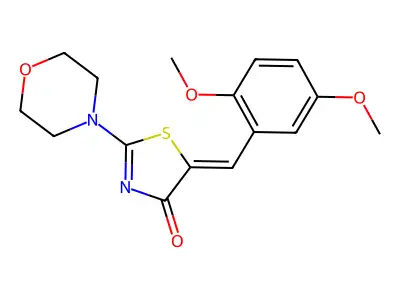 (5Z)-5-[(2,5-dimethoxyphenyl)methylidene]-2-morpholin-4-yl-1,3-thiazol-4-one structure