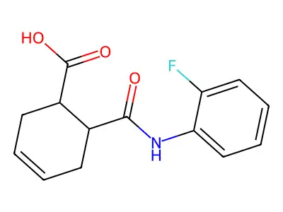 6-[(2-Fluoroanilino)carbonyl]-3-cyclohexene-1-carboxylic acid structure