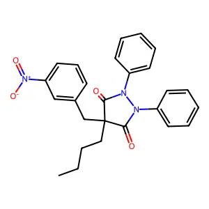 4-Butyl-4-(3-nitrobenzyl)-1,2-diphenyl-3,5-pyrazolidinedione structure