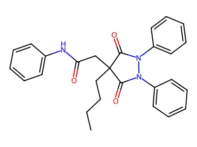 2-(4-butyl-3,5-dioxo-1,2-diphenylpyrazolidin-4-yl)-N-phenylacetamide structure