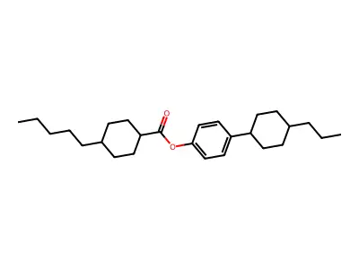 Cyclohexanecarboxylic acid, 4-pentyl-, 4-(4-propylcyclohexyl)phenyl ester structure