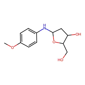 2-(Hydroxymethyl)-5-((4-methoxyphenyl)amino)tetrahydrofuran-3-ol structure