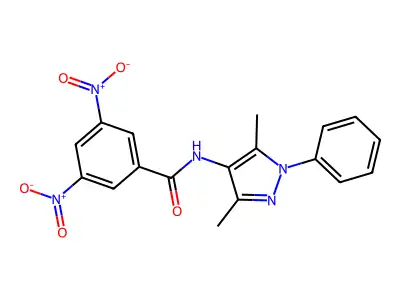 N-(3,5-Dimethyl-1-phenyl-1H-pyrazol-4-yl)-3,5-dinitrobenzamide structure