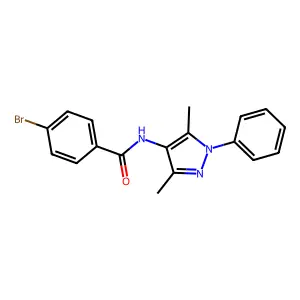 4-bromo-N-(3,5-dimethyl-1-phenylpyrazol-4-yl)benzamide structure
