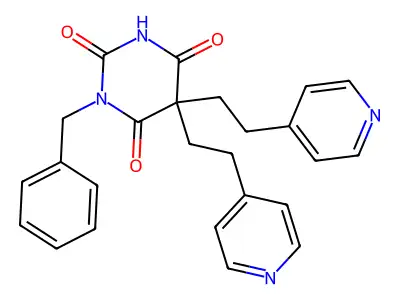 1-Benzyl-5,5-bis(2-pyridin-4-ylethyl)-1,3-diazinane-2,4,6-trione structure