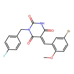 (5Z)-5-[(5-bromo-2-methoxyphenyl)methylidene]-1-[(4-fluorophenyl)methyl]-1,3-diazinane-2,4,6-trione structure