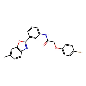 2-(4-bromophenoxy)-N-[3-(6-methyl-1,3-benzoxazol-2-yl)phenyl]acetamide structure