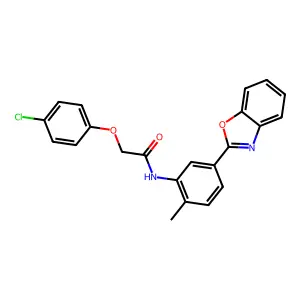 N-[5-(1,3-benzoxazol-2-yl)-2-methylphenyl]-2-(4-chlorophenoxy)acetamide structure