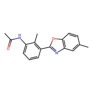 N-[2-methyl-3-(5-methyl-1,3-benzoxazol-2-yl)phenyl]acetamide structure