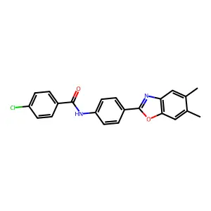 4-chloro-N-[4-(5,6-dimethyl-1,3-benzoxazol-2-yl)phenyl]benzamide structure