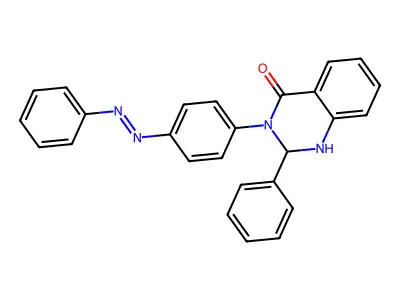 2-phenyl-3-{4-[(E)-phenyldiazenyl]phenyl}-2,3-dihydroquinazolin-4(1H)-one structure