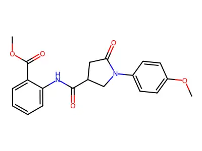 Methyl 2-({[1-(4-methoxyphenyl)-5-oxopyrrolidin-3-yl]carbonyl}amino)benzoate structure
