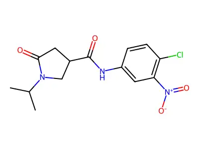 N-(4-chloro-3-nitrophenyl)-5-oxo-1-propan-2-ylpyrrolidine-3-carboxamide structure