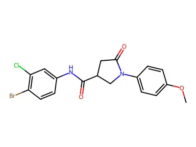 N-(4-bromo-3-chlorophenyl)-1-(4-methoxyphenyl)-5-oxopyrrolidine-3-carboxamide structure