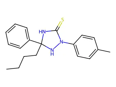 5-Butyl-2-(4-methylphenyl)-5-phenyl-1,2,4-triazolidine-3-thione structure