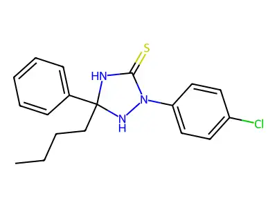 5-Butyl-2-(4-chlorophenyl)-5-phenyl-1,2,4-triazolidine-3-thione structure