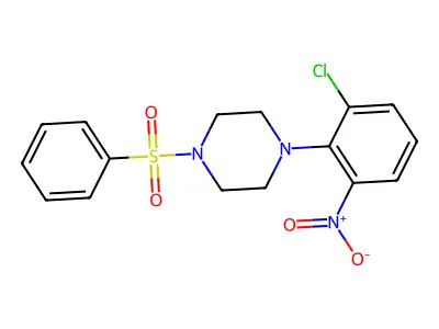 1-(Benzenesulfonyl)-4-(2-chloro-6-nitrophenyl)piperazine structure