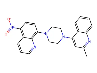 2-Methyl-4-[4-(5-nitroquinolin-8-yl)piperazin-1-yl]quinoline structure
