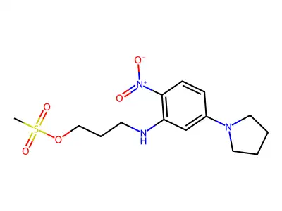 3-(2-Nitro-5-pyrrolidin-1-ylanilino)propyl methanesulfonate structure