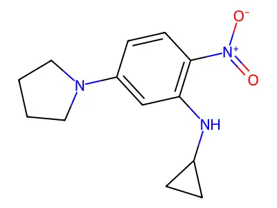 N-cyclopropyl-2-nitro-5-pyrrolidin-1-ylaniline structure