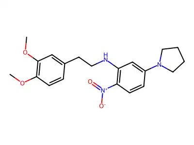 N-[2-(3,4-dimethoxyphenyl)ethyl]-2-nitro-5-pyrrolidin-1-ylaniline structure