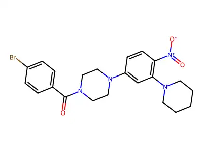 (4-Bromophenyl)-[4-(4-nitro-3-piperidin-1-ylphenyl)piperazin-1-yl]methanone structure