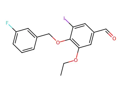3-Ethoxy-4-[(3-fluorophenyl)methoxy]-5-iodobenzaldehyde structure