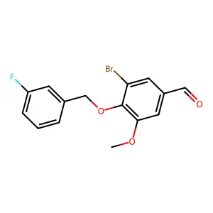 3-Bromo-4-[(3-fluorobenzyl)oxy]-5-methoxybenzaldehyde structure