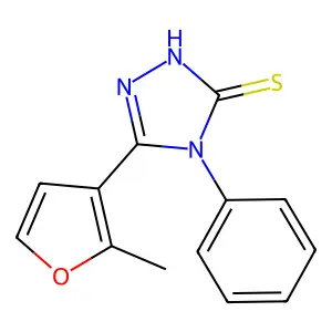 5-(2-methyl-3-furyl)-4-phenyl-4H-1,2,4-triazole-3-thiol structure
