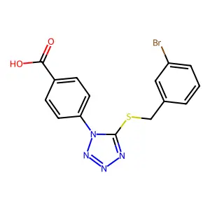 4-[5-[(3-bromophenyl)methylsulfanyl]tetrazol-1-yl]benzoic Acid structure
