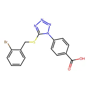 4-[5-[(2-bromophenyl)methylsulfanyl]tetrazol-1-yl]benzoic Acid structure