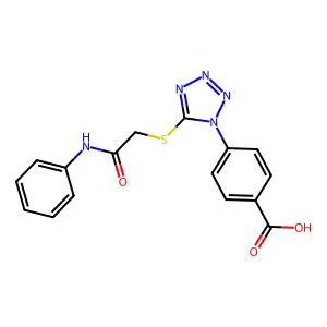 4-[5-(2-Anilino-2-oxoethyl)sulfanyltetrazol-1-yl]benzoic acid structure