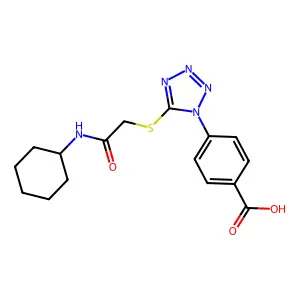 4-(5-Cyclohexylcarbamoylmethylsulfanyl-tetrazol-1-yl)-benzoic acid structure