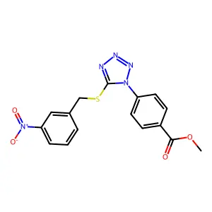 Methyl 4-[5-[(3-nitrophenyl)methylsulfanyl]tetrazol-1-yl]benzoate structure