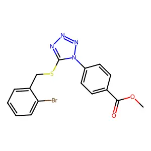 methyl 4-(5-((2-bromobenzyl)thio)-1H-tetrazol-1-yl)benzoate structure