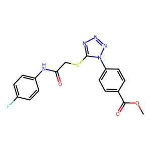 Methyl 4-[5-[2-(4-fluoroanilino)-2-oxoethyl]sulfanyltetrazol-1-yl]benzoate structure