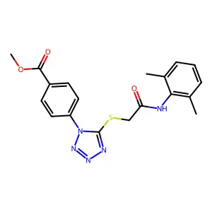 Methyl 4-[5-[2-(2,6-dimethylanilino)-2-oxoethyl]sulfanyltetrazol-1-yl]benzoate structure