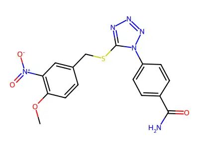 4-[5-[(4-Methoxy-3-nitrophenyl)methylsulfanyl]tetrazol-1-yl]benzamide structure