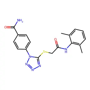 4-[5-[2-(2,6-Dimethylanilino)-2-oxoethyl]sulfanyltetrazol-1-yl]benzamide structure