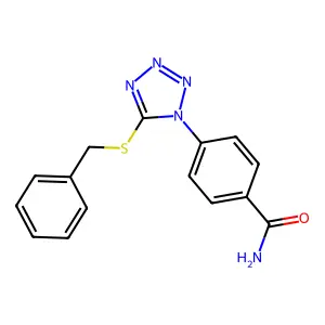 4-(5-Benzylsulfanyltetrazol-1-yl)benzamide structure
