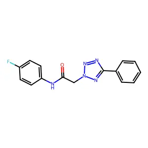 N-(4-fluorophenyl)-2-(5-phenyltetrazol-2-yl)acetamide structure