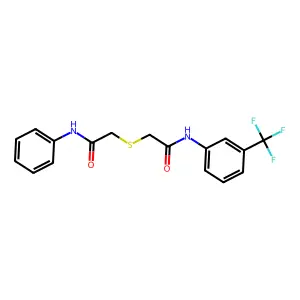 2-Phenylcarbamoylmethylsulfanyl-N-(3-trifluoromethyl-phenyl)-acetamide structure