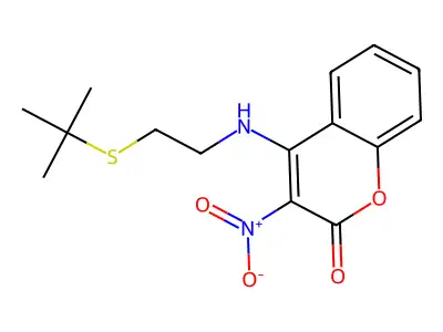 4-{[2-(tert-butylsulfanyl)ethyl]amino}-3-nitro-2H-chromen-2-one structure
