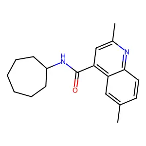 N-cycloheptyl-2,6-dimethylquinoline-4-carboxamide structure